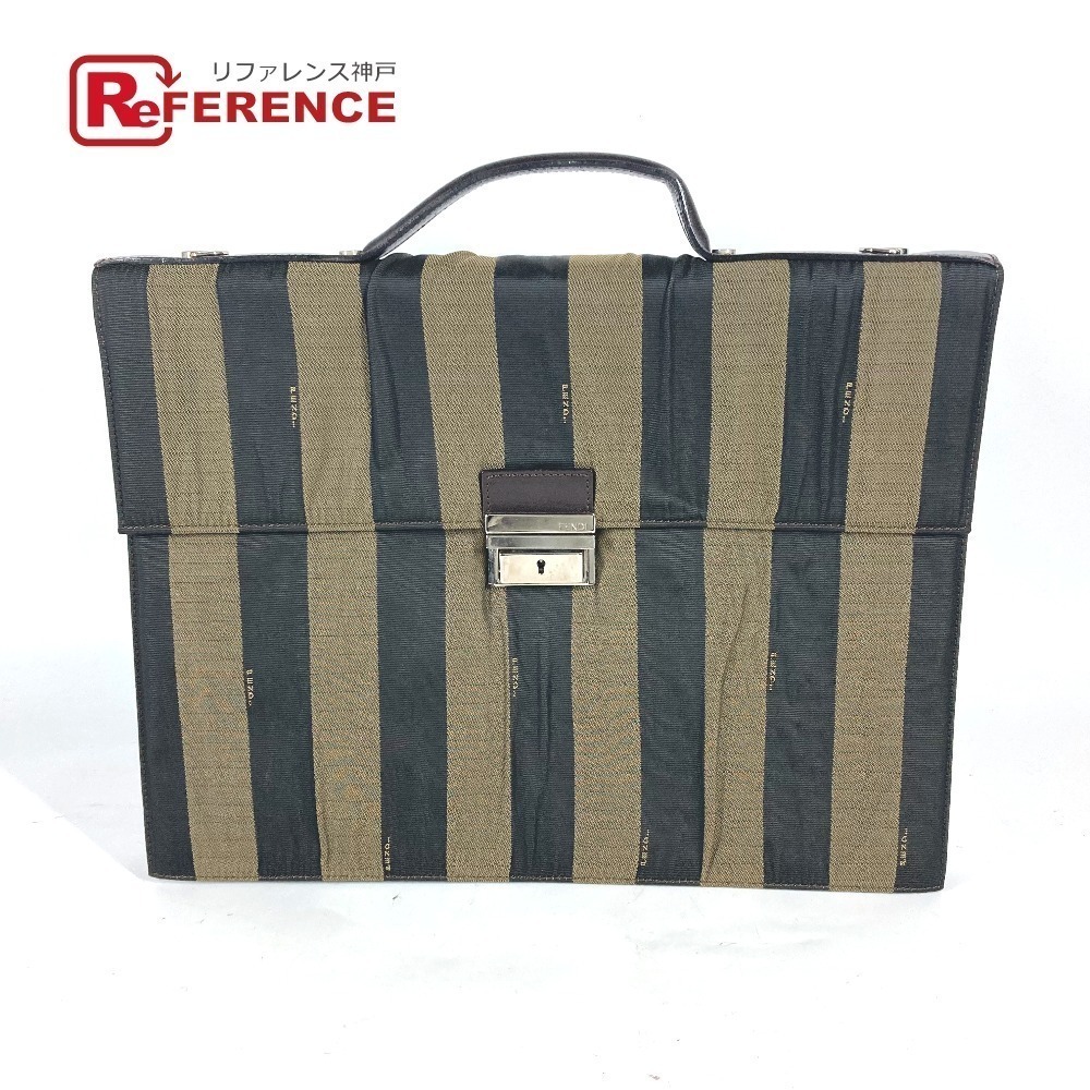 Fendi Pequin Bag Briefcase Handbag Tote Business Brown